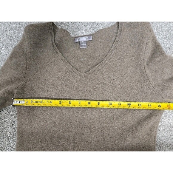 Charter Club 2-Ply 100% Cashmere V-Neck Sweater  Light Brown Soft  Women’s Sz M - Picture 6 of 8